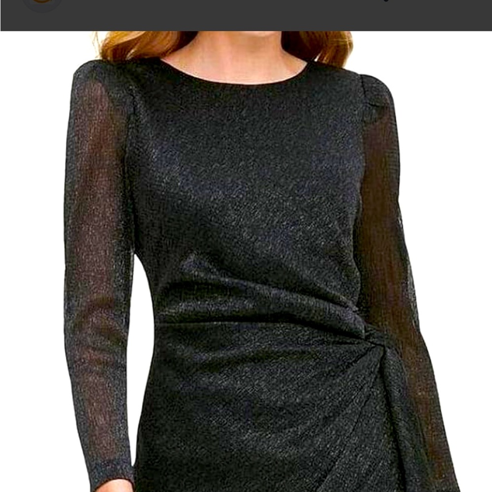 Tommy Hilfiger illusion, long sleeve black dress with shimmer.